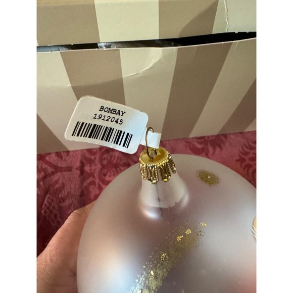 Bombay Glass Round Christmas Ornament Hand Painted Santa Set Of 3 - Picture 5 of 10